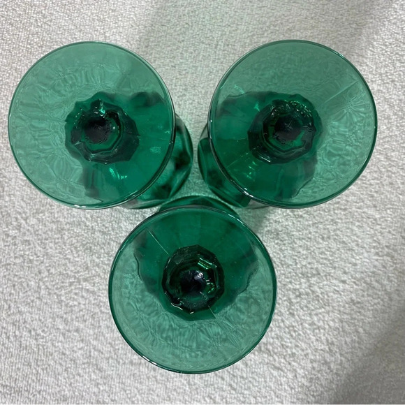 Vintage Libbey Glass Duratuff Gibraltar Juniper Green Water Goblets Set Of 3 - Picture 5 of 11